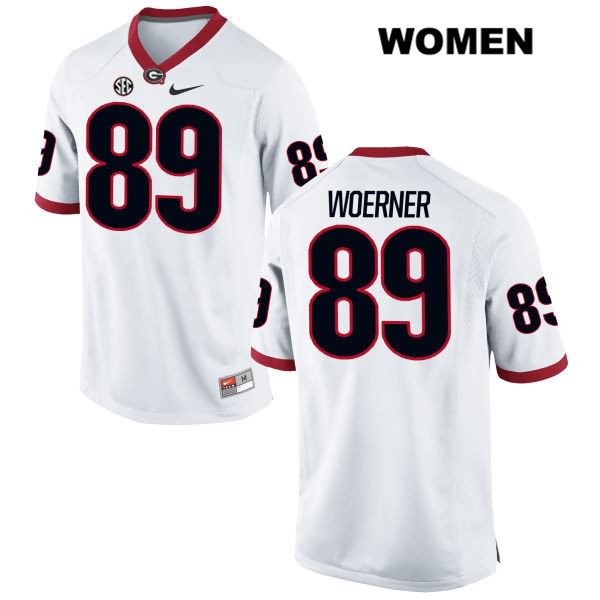 Georgia Bulldogs Women's Charlie Woerner #89 NCAA Authentic White Nike Stitched College Football Jersey JJF5056AS